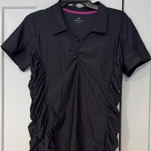 Athleta Black Ruched V-Neck Top